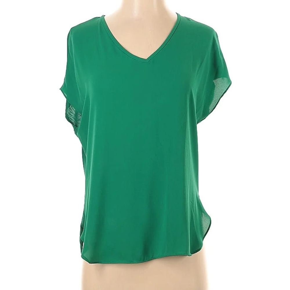 Ann Taylor LOFT Short Sleeve Relaxed Work Casual Blouse Green Size S